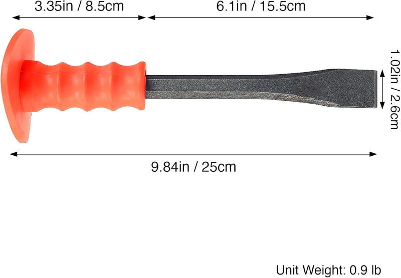 Genubi Industry Masonry Chisel With Hand Guard and Work Gloves, 10 Inch Heavy Duty Flat End Rock Concrete Mortar Stone Chisel for Demolishing Carving Splitting Breaking Hounding - Image 3